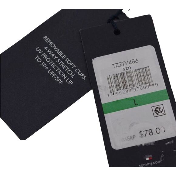 Tommy Hilfiger Bikini Top Hamilton Floral Ruffle Bralette Blue Red Large NWT - Picture 6 of 6